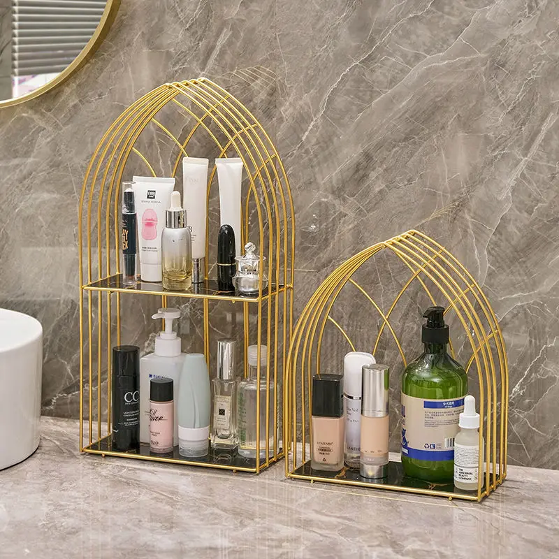 

Bathroom Rack Wall-mounted Punch-free Toilet Washstand Wall Storage Shelf Dressing Table Perfume Organizer Dessert Stand