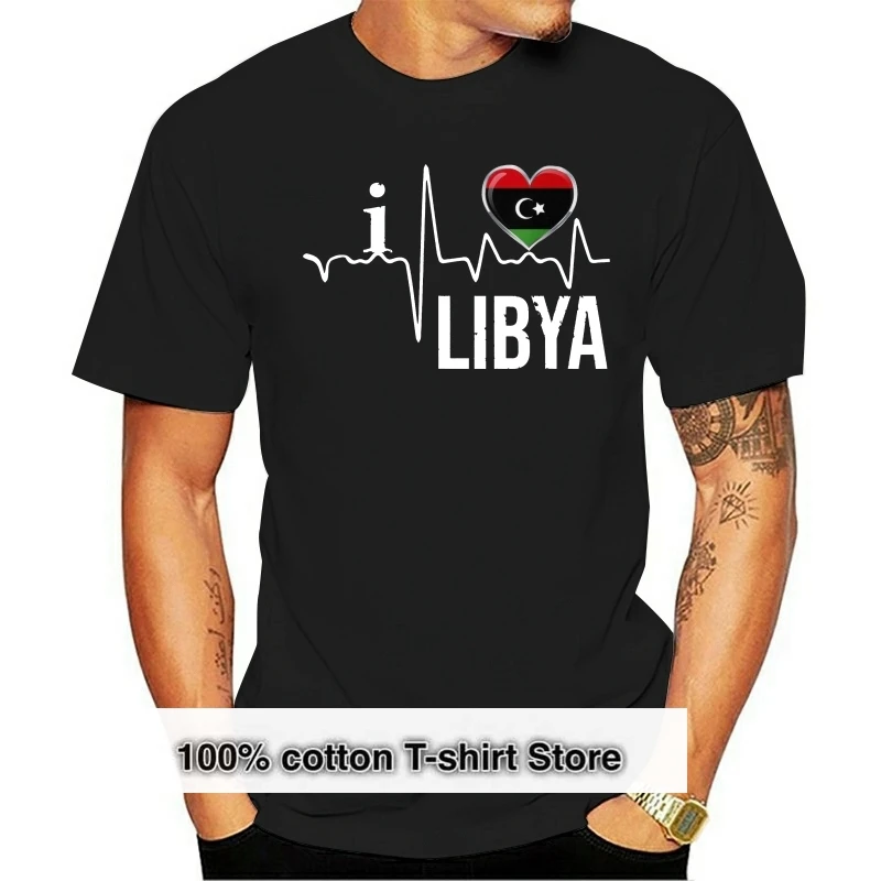 Men T Shirt Libya Heartbeat Flag For Libyan P Women T-Shirt