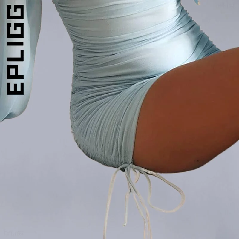 Epligg мини-платье-футляр с высокой талией и длинным рукавом корейское Дешевое