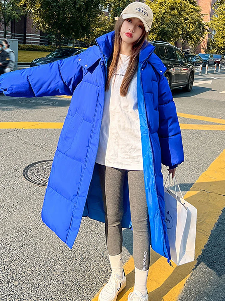 

Winter Jackets Women Hooded Casual Long Parkas Woman New Fashion Korean Coats Ladies Warm Thicken Jacket Solid Padding Parka