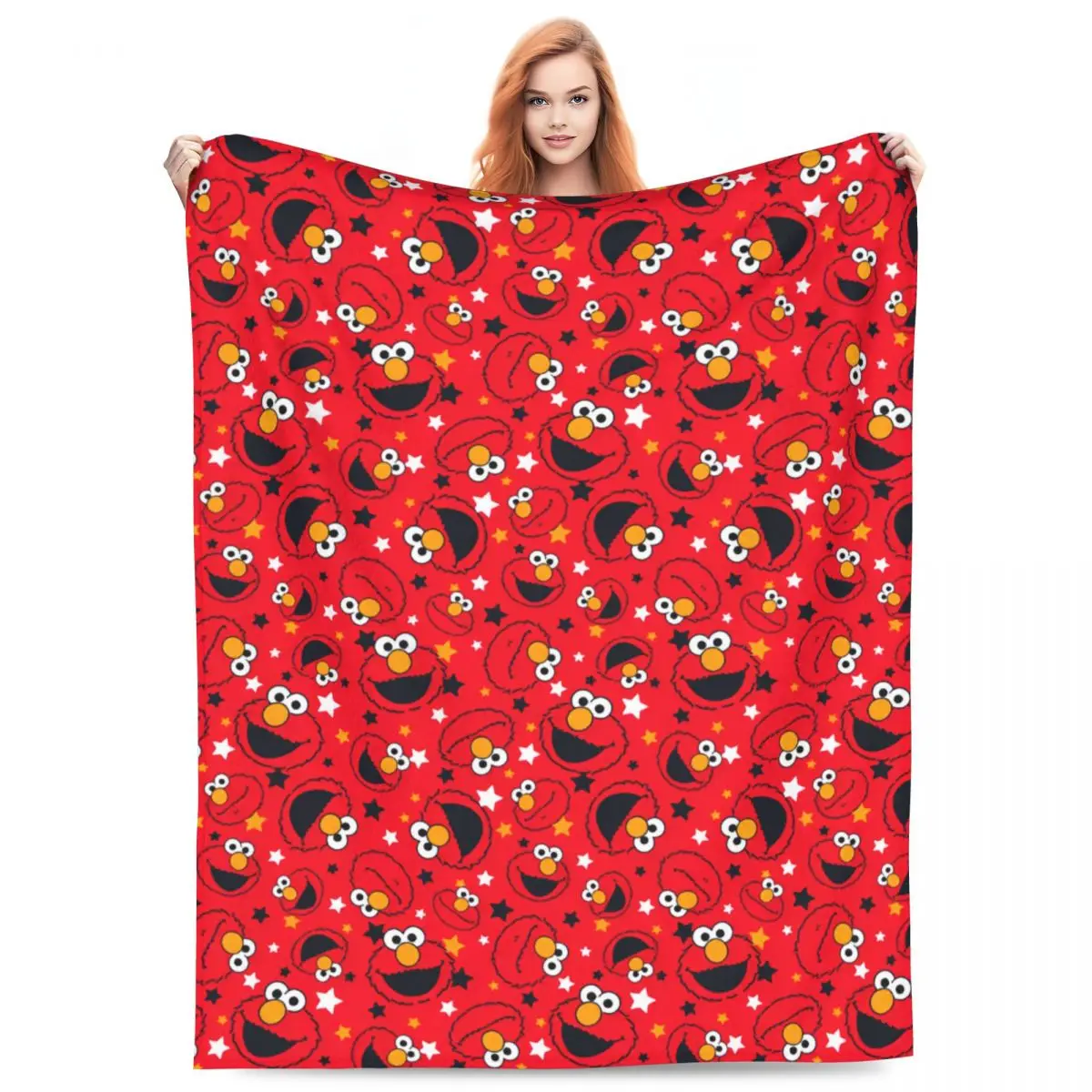 Одеяло с героями мультфильмов Элмо Cookies Monsters фланелевое летнее портативное