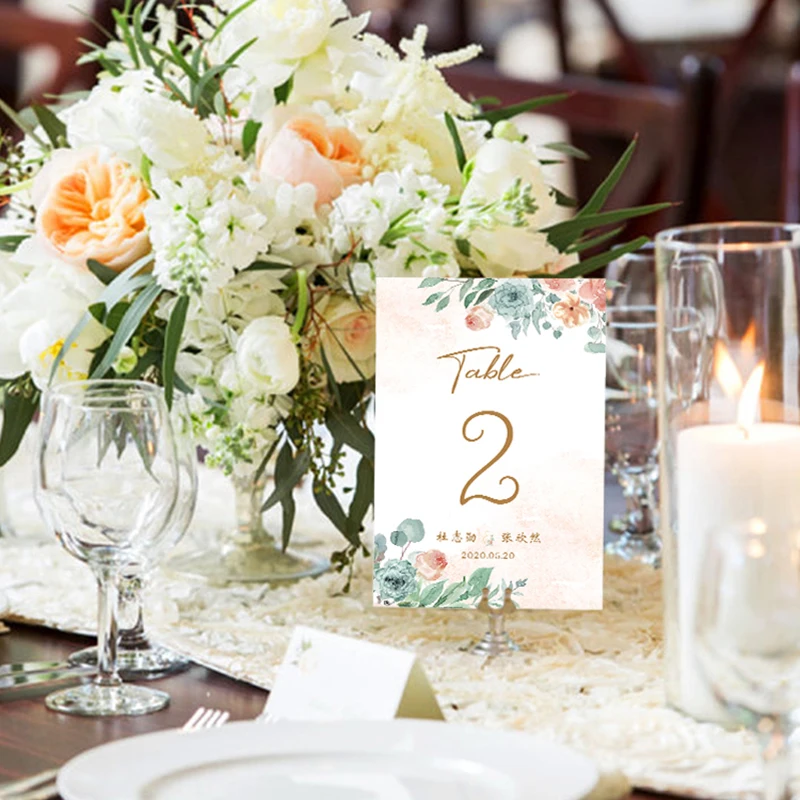 free shipping 12pcs custom Wedding party table marker Banquet table number plate Engagement supplies Business banquet Seat card