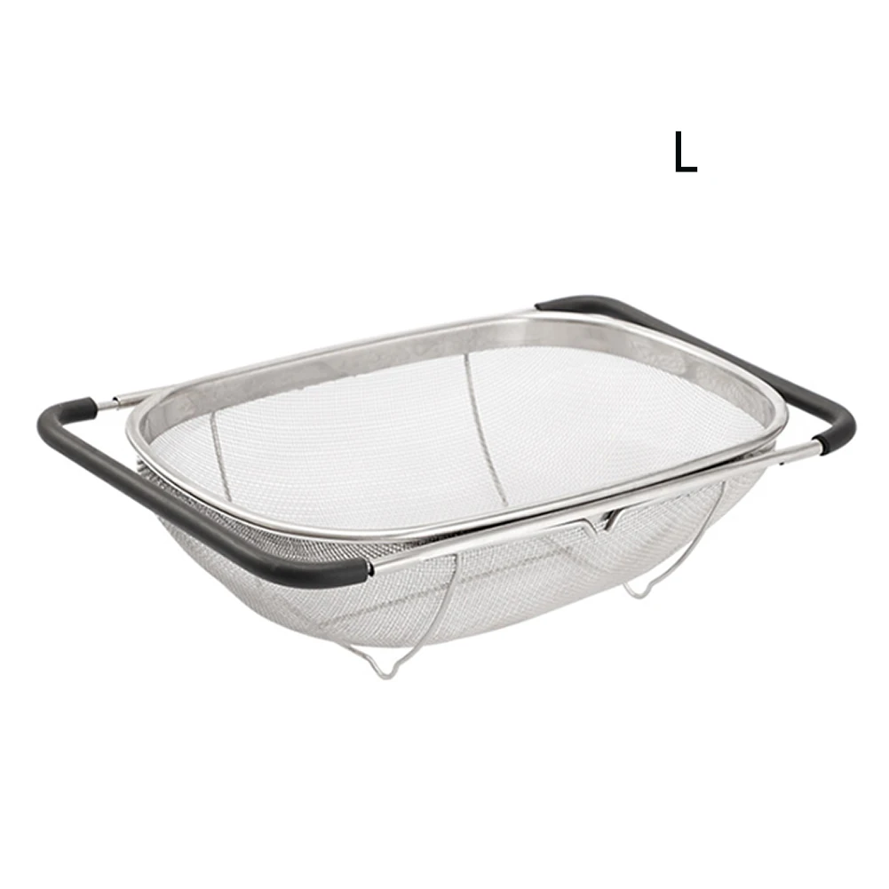 

Large Capacity Fruits Retractable With Handles Sink Stainless Steel Kitchen Accessories Water Drain Household Colander Durable