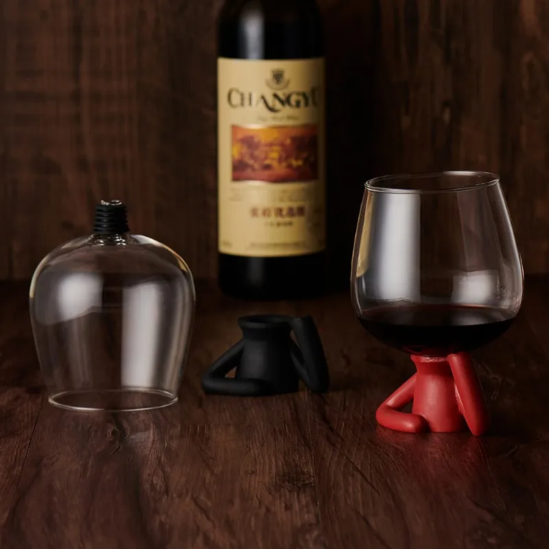 glass cup holder wine bottle stopper creative drink ware kitchen accessories gadget gift for man personalized home bar wine set free global shipping