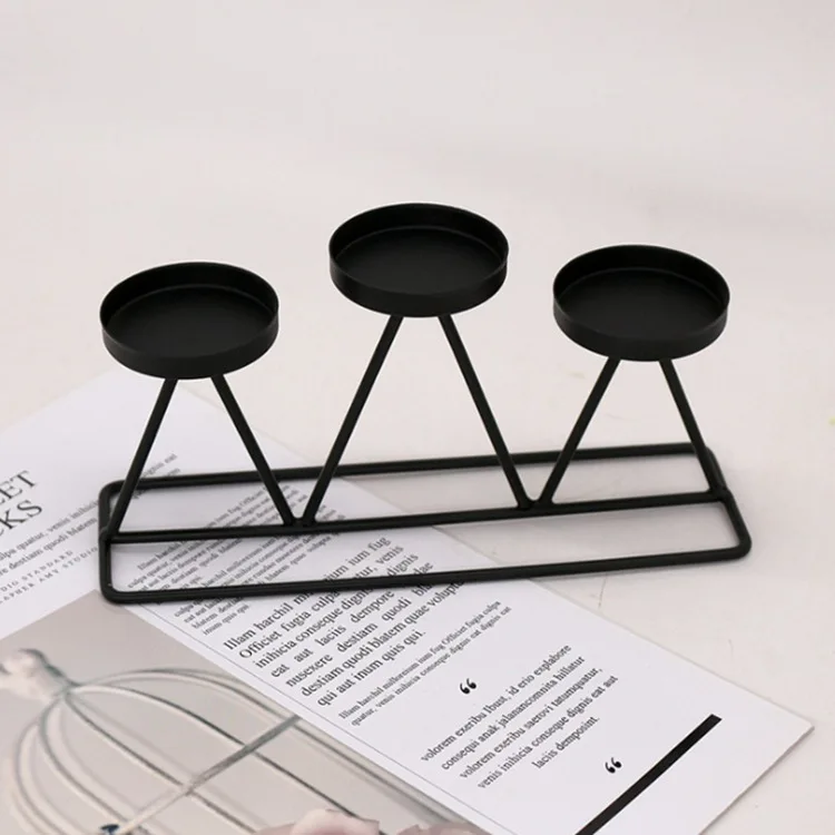 Nordic Creative Decoration Candlestick Three-head Candle Stand Metal Craft Decoration Wedding Table Sample Room Decor