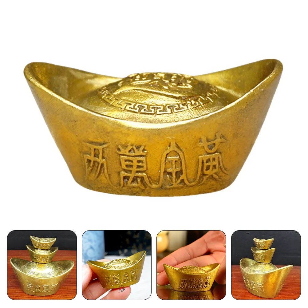 

Ingot Chinese Wealth Ingots Lucky Gold Bao Yuan Shui Feng Money Statue Decor Luck Golden Decoration Fortune Figurine Prosperity