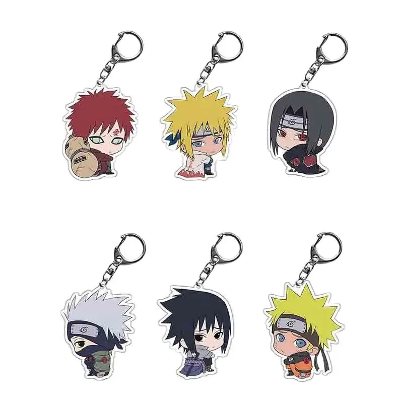 

Narutos Anime Figure Keychain Uchiha Sasuke Cartoon Figure Q Version Acrylic Keyring Holde for Car Bag Accessories Fans Jewelry