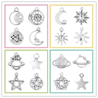 20pcslot 2016mm trend simple zinc alloy round coin star moon charms pendants for diy fashion accessories jewelry handmad craft