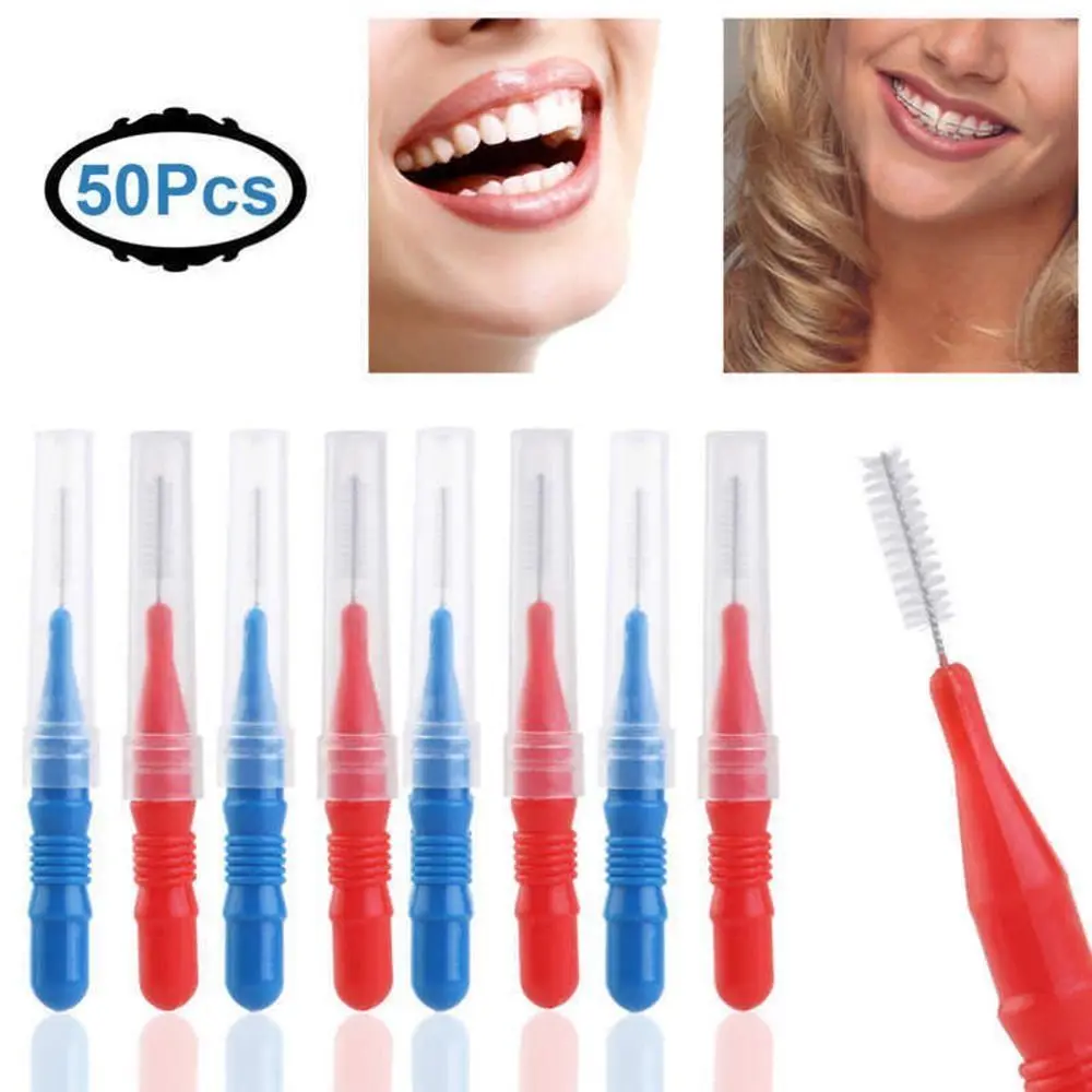 

50Pcs Healthy Cleaner Soft Plastic Teeth Cleaning Interdental Brush Dental Floss Toothpick Tooth Floss