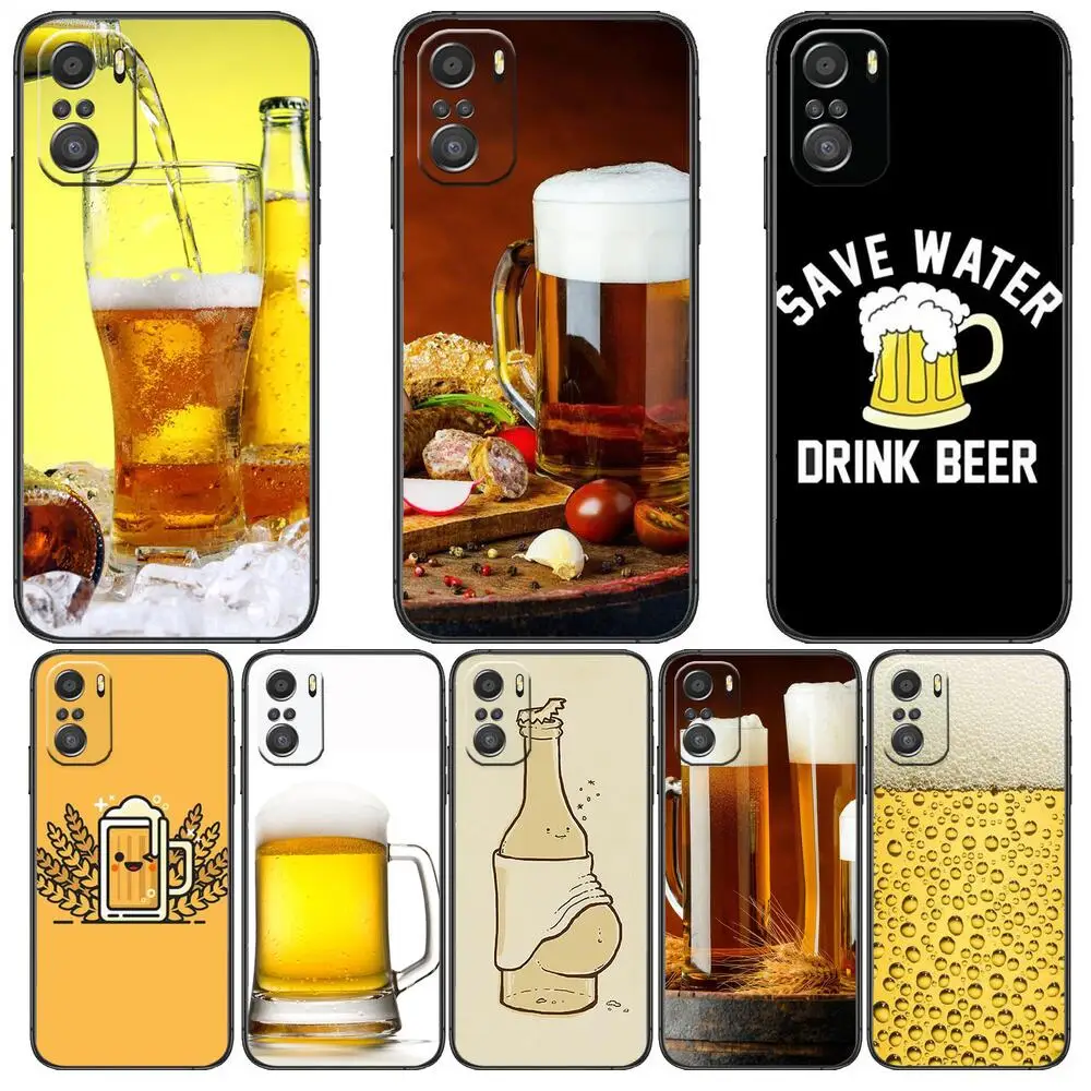 

For Men Drink Beer Phone Case For xiaomi redmi 11 Lite pro Ultra 10 9 8 MIX 4 FOLD 10T Black Cover Silicone Back Prett