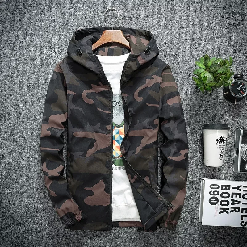 

NEW IN Men Women Hooded Jacket Fashion Hip Hop Jacket Youth Boys Printing College Casual Coat Windbreaker Zipper Camouflage