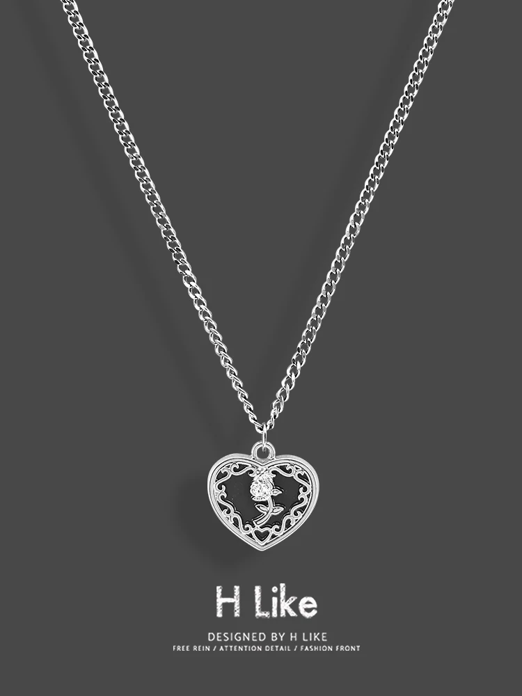 Любовное брендовое ожерелье с черной нижней розой кулон ювелирные изделия