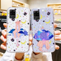 cartoon sailor moon anime phone case for samsung a73 a70 a20 a10 a8 note 20 10 9 ultra lite f23 m52 m21 j8 j7 j6 transparent