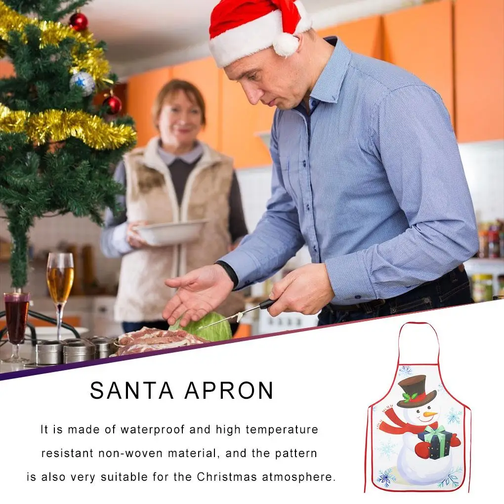 Рождественский тематический кухонный фартук для женщин и мужчин слюнявчик из