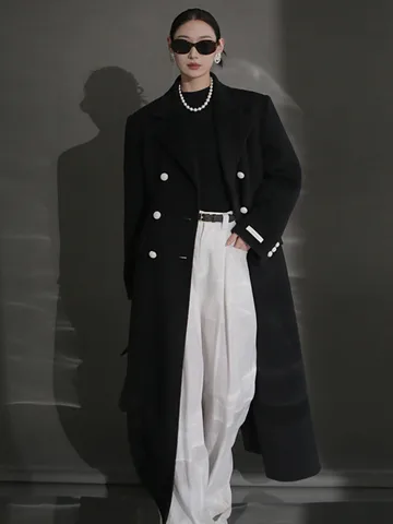 SHENGYAO двубортное шерстяное пальто для женщин