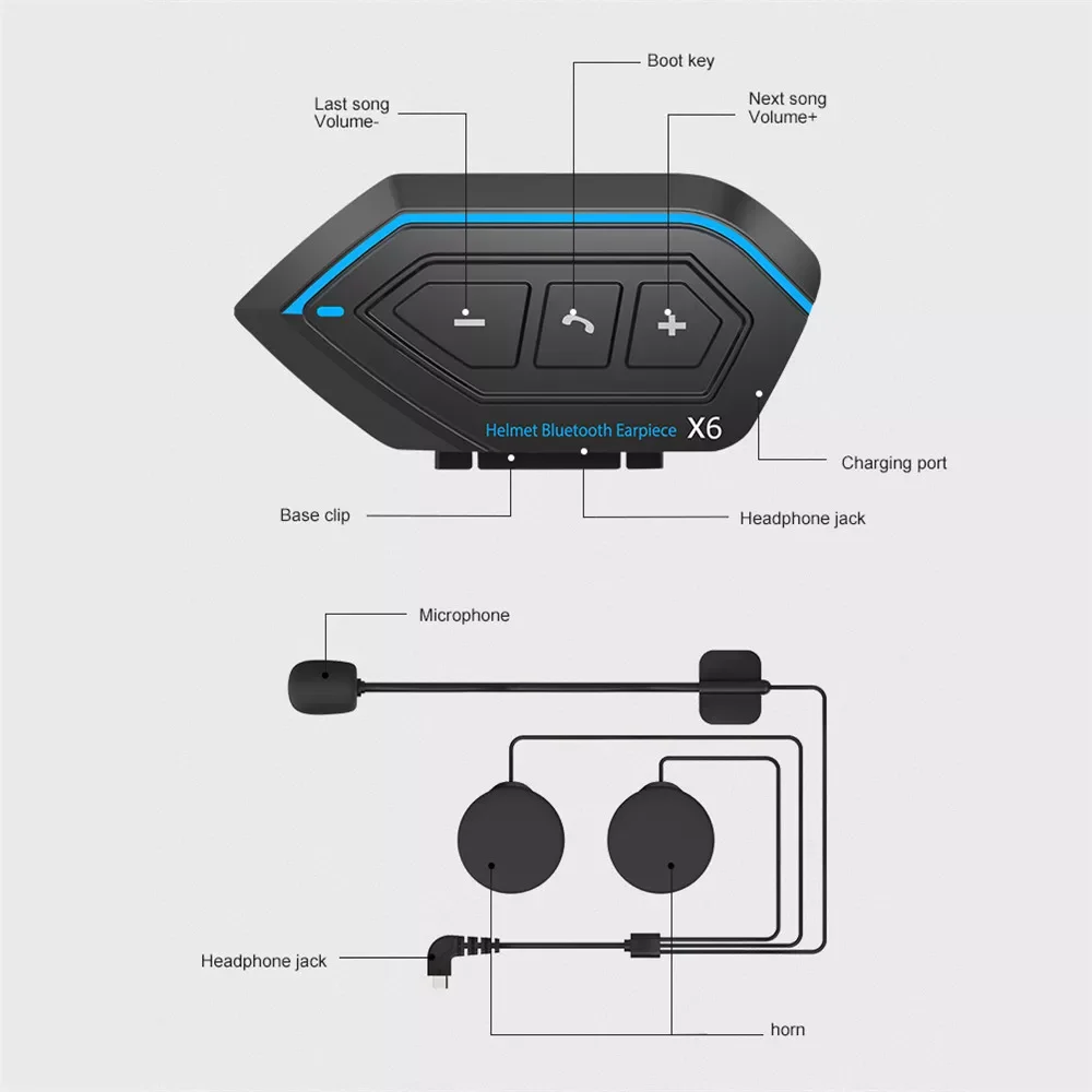 2Pcs/set Bluetooth 5.0 Motorcycle Helmet Intercom Use App Talking Universal Pairing Waterproof Interphone Headset enlarge