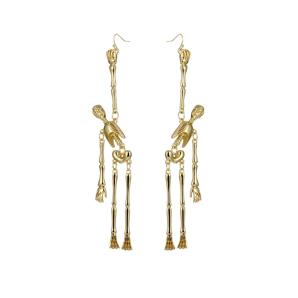 

European and American Holy Festival Explosive Metal Skull Skeleton Pendant Earrings Dark Retro Style Jewelry