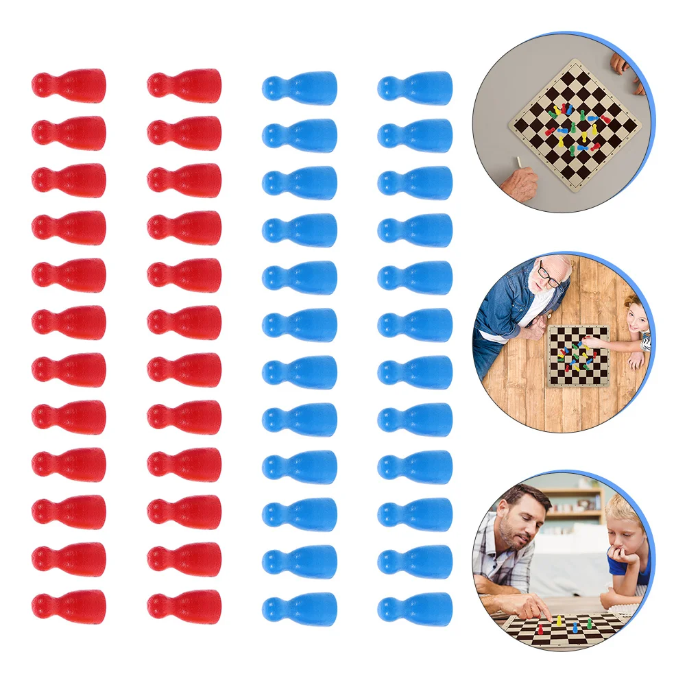 

Pieces Chess Game Pawns Pawn Board Wooden Human Shapepiece Tabletop Games Set Tokens Markers Red Replacement Multicolor Blue