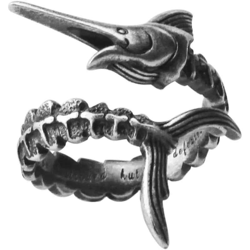 

Кольцо серебряное с рыбками марлина, широкое двойное открытое ювелирное изделие для пожилых людей и моря, хороший подарок на день рождения