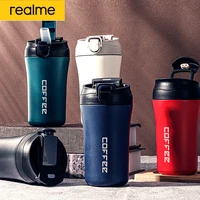 realme 400ml stainless steel 304 coffee mug thermos mug with straw travel thermal cup thermosmug water bottle for gifts