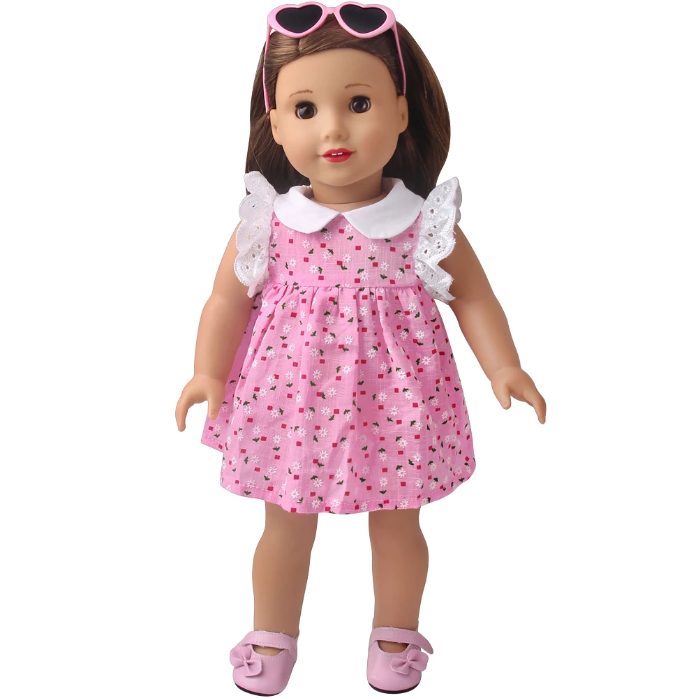 

Doll Clothes 43 Cm Boy Dolls Summer Princess Style Dress Sunglasses Barbies Doll Dollhouse Accessories Fit for 18 Inch Girl