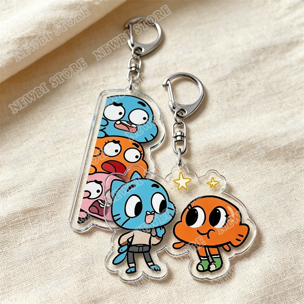 Фото Горячая новинка: Милые мультяшные брелоки Gumball Watterson для аксессуаров, очаровательные брелоки Darwin Watterson Tawog, украшения, подарки для фанатов и друзей №5