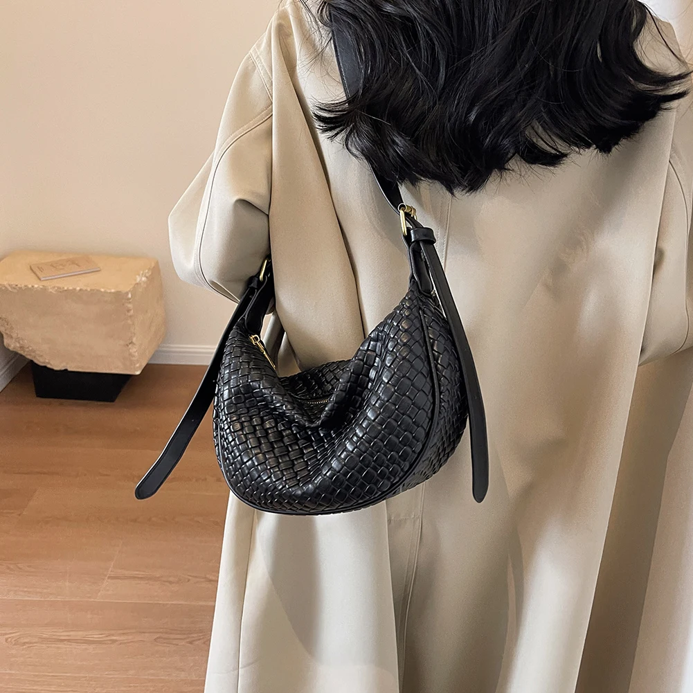 Сумка на плечо из искусственной кожи для женщин модные тканые сумки-тоут