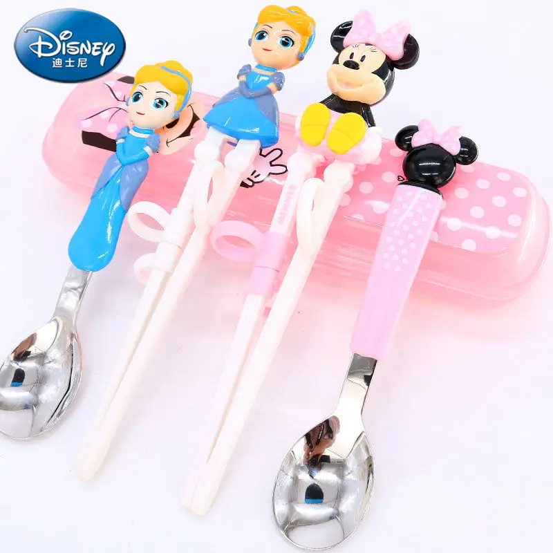 

Disney Children's Tableware Set Toddler and Baby Learning Eat Training Chopsticks Children Cartoon Food Supplement Spoon