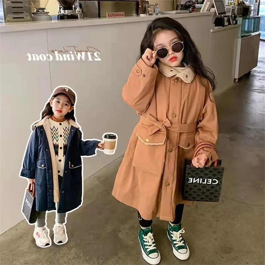 Детская Толстая длинная пуховая куртка однотонная для девочек и мальчиков с