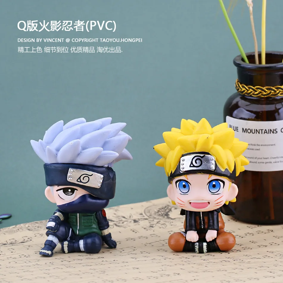 

9cm Anime Naruto Figure Uzumaki Naruto Kakashi Uchiha Sasuke Itachi Cute Toys Q Figurals nendoroid Car decoration Model