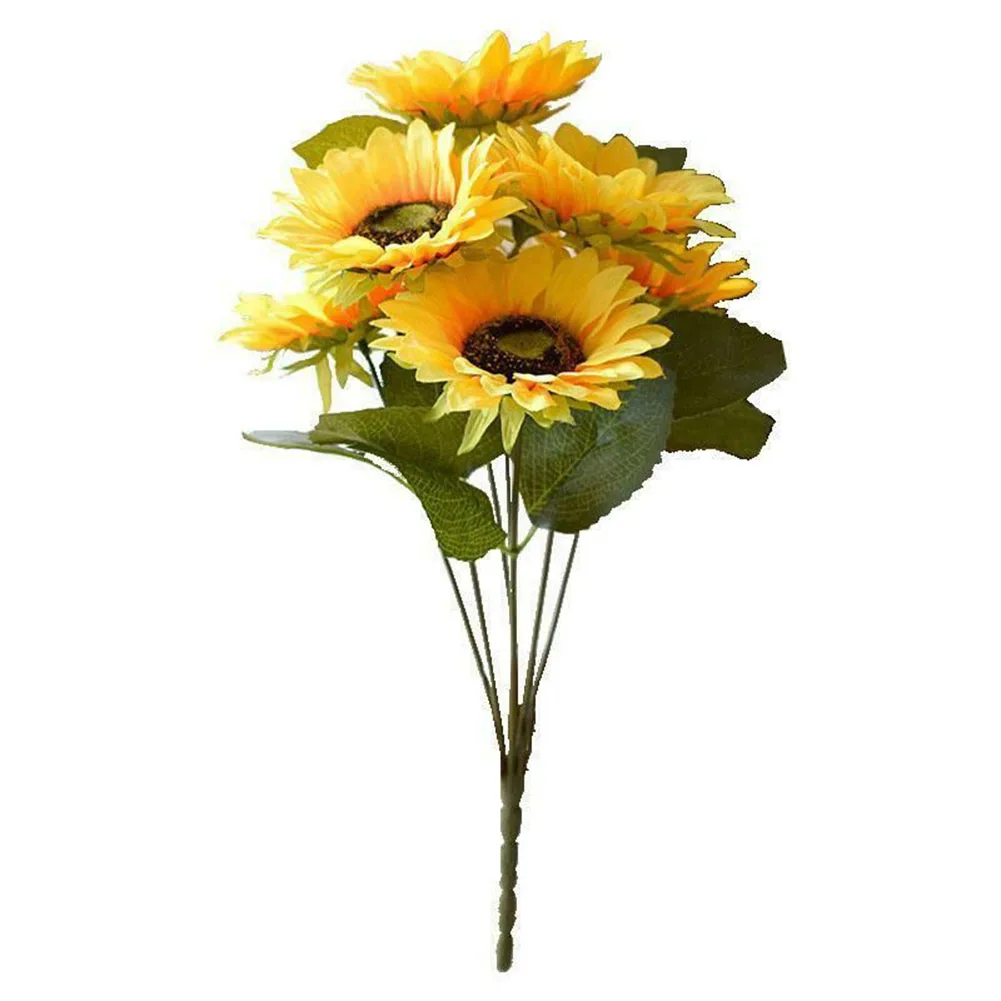 

Durable Artificial Sunflower Fake Flower 7 Heads Bouquet Christmas Garden Wedding Party Decor Home Decorations