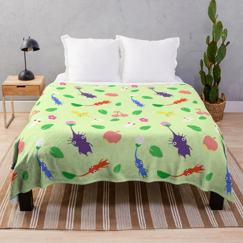 

cute pikmin pattern Throw Blanket Big Thick Furry Couple Blanket