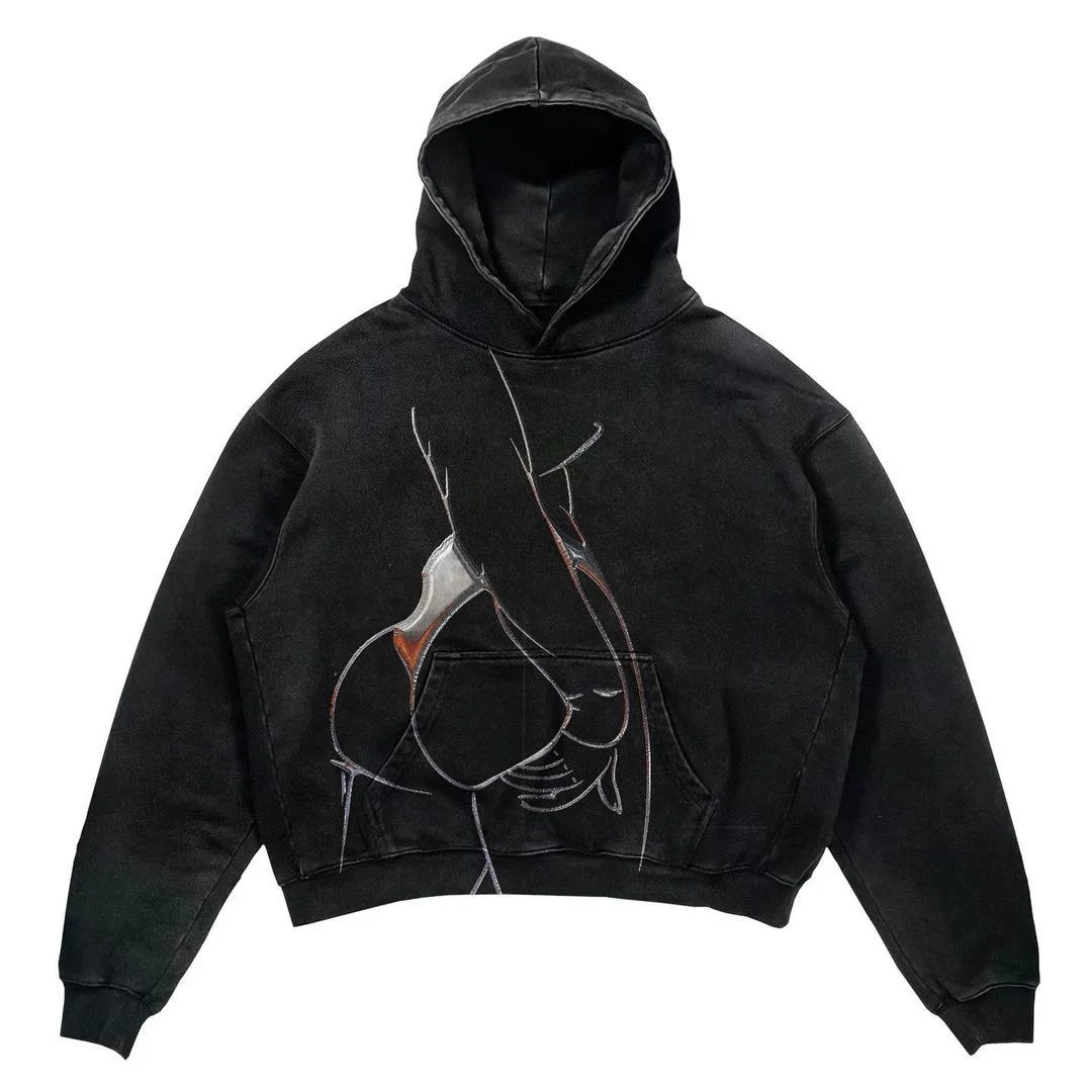 

High Quality Oversized Character Print Hoodies Women Streetwear Hoodie Vintage Couples Sweatshirt Goth Harajuku Jacket Y2k Tops
