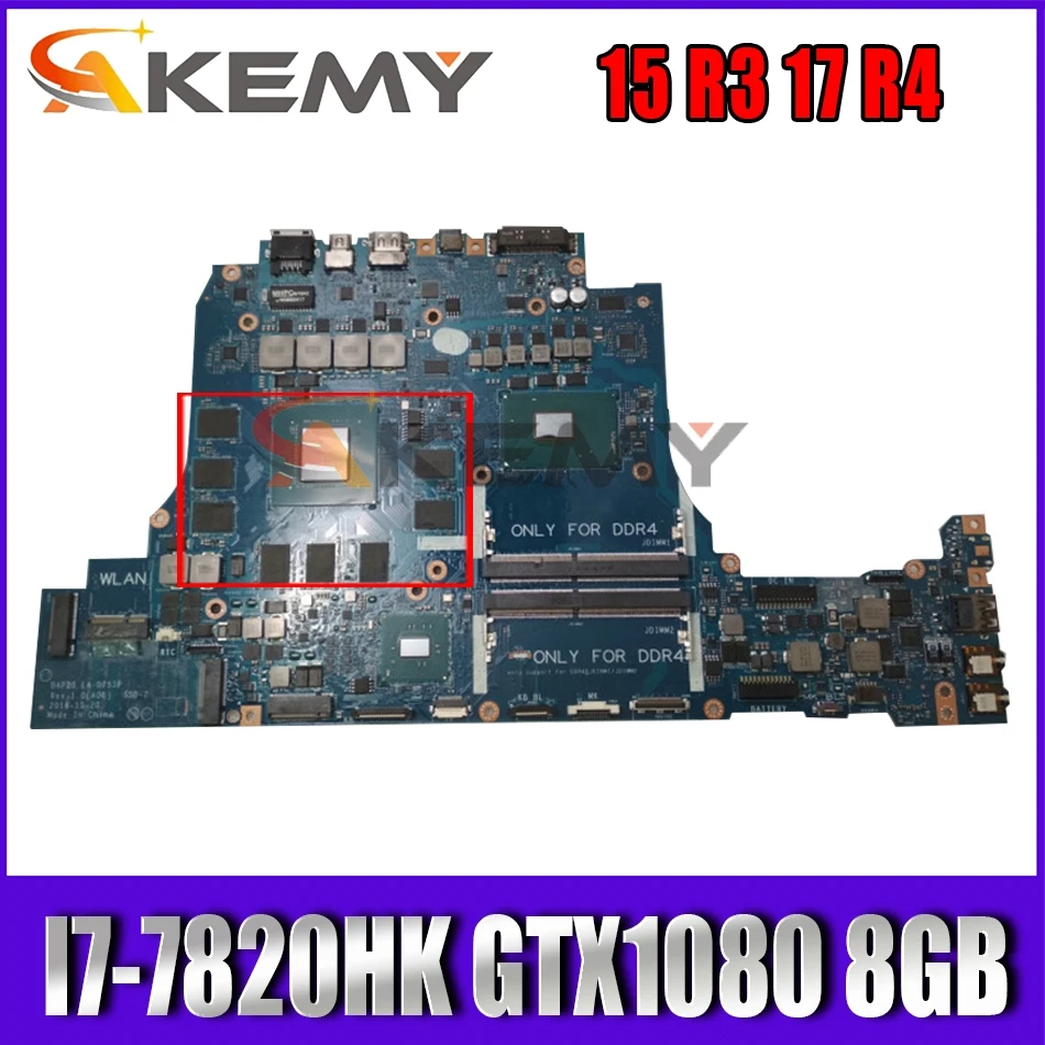 

For DELL Alienware 15 R3 17 R4 Laptop motherboard BAP20 LA-D753P MB CN-0D91R7 8WCKC D91R7 I7-7820HK GTX1080 8GB-GPU 100% Tested