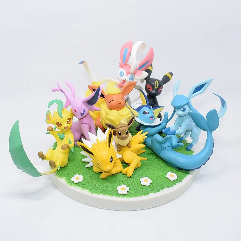 

Pokemon Anime Figures Eevee Vaporeon Glaceon Sylveon Eeveelution PVC Table Top Decorations Collectibles Toy Figure Birthday Gift