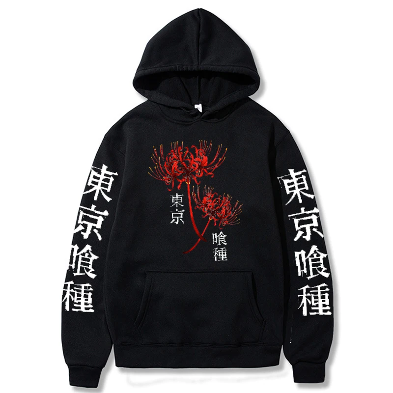 

Anime Tokyo Ghoul Hoodie Kanekiken Spider Lily Pullover Long Sleeve Loose Women Men Sweatshirt Harajuku Oversized Unisex Tops