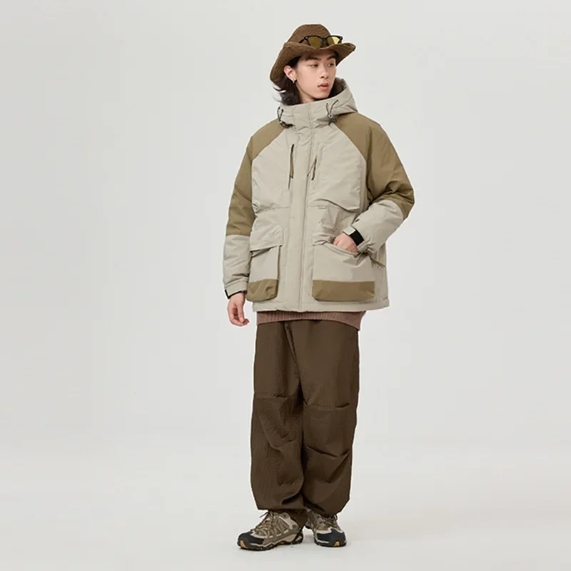 Мужской утепленный пуховик Повседневная модная теплая куртка из белого утиного