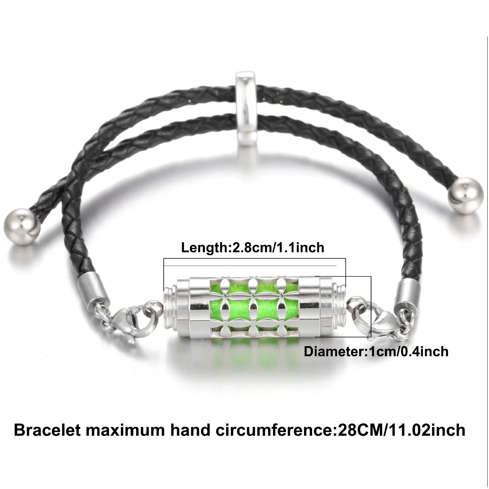 2024 популярный браслет из нержавеющей стали с благовониями черный кожаный