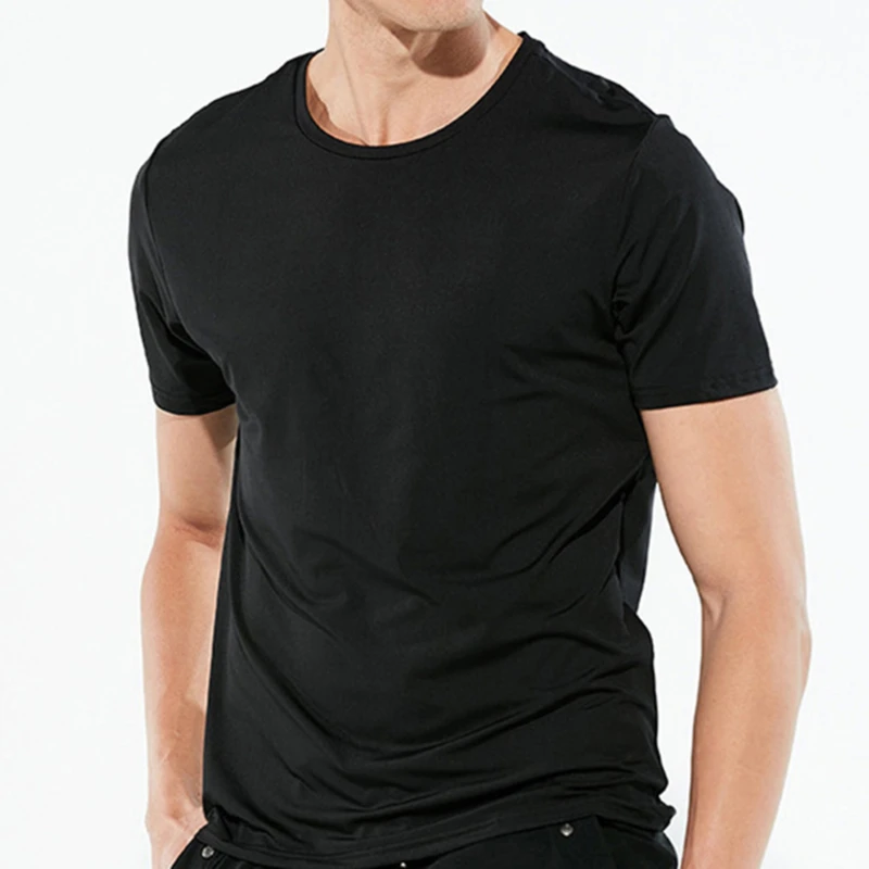 

NO.2 A1260 Summer T Shirt Breathable Shirts Quick Dry Sport Men Leisure Black Short Sleeves Casual Ice Silk T-shirt Solid Loose