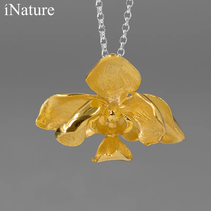 

INATURE 925 Sterling Silver Phalaenopsis Flower Pendant Necklace For Women Fashion Temperament Female Jewelry