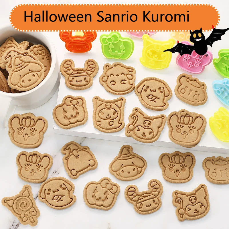 

3D мультяшная форма для печенья на Хэллоуин Sanrio Kuromi, пластиковые инструменты для выпечки, аксессуары для кухни
