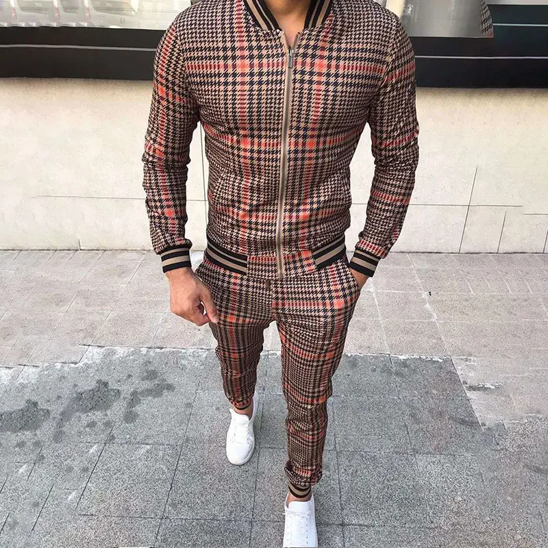 Спортивный костюм мужской в клетку джоггеры спортивная одежда повседневный