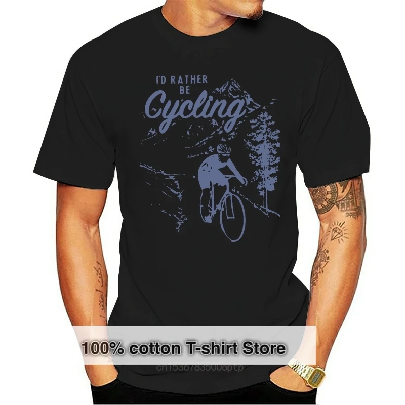 I'd Rather be Cycling Mens Bike T-shirt for Bikers Cyclists Fathers Day Tshirt