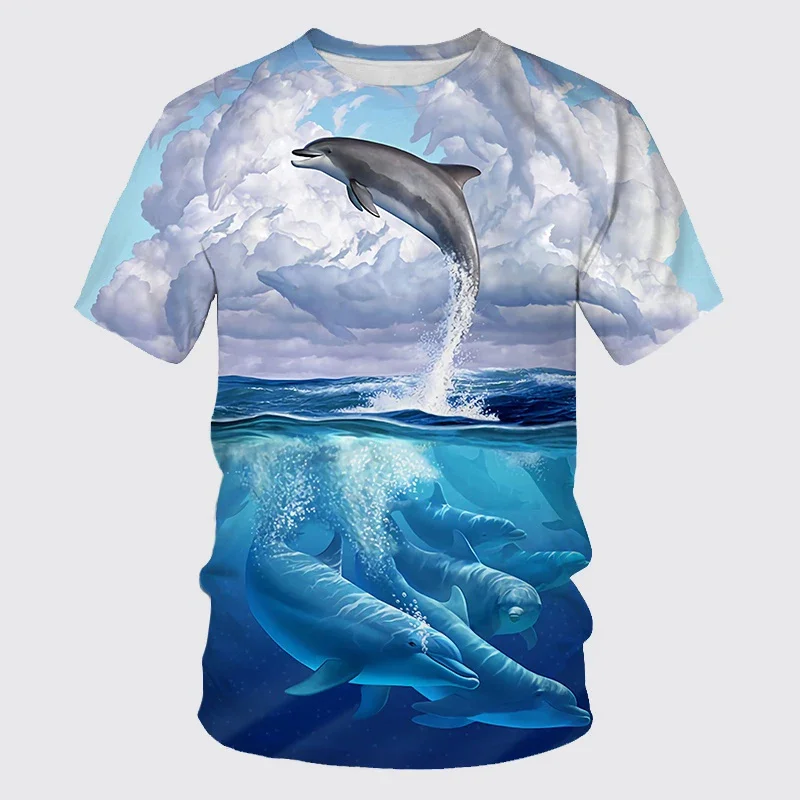 

Summer Dolphin T-Shirts Cute Sea Animal 3D Printed Streetwear Men Women Casual Fashion Oversized T Shirt Kids Tees Tops Clothing