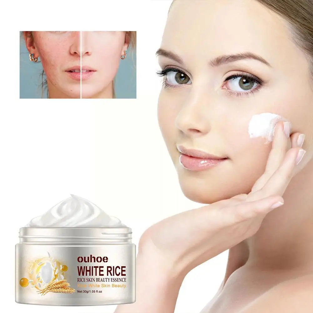 

30g White Rice Nourishing Whitening Cream Fade Fine Aging Brighten Anti Lines Shrink Skin Pores Care Facial Cream Moisturiz J2L3