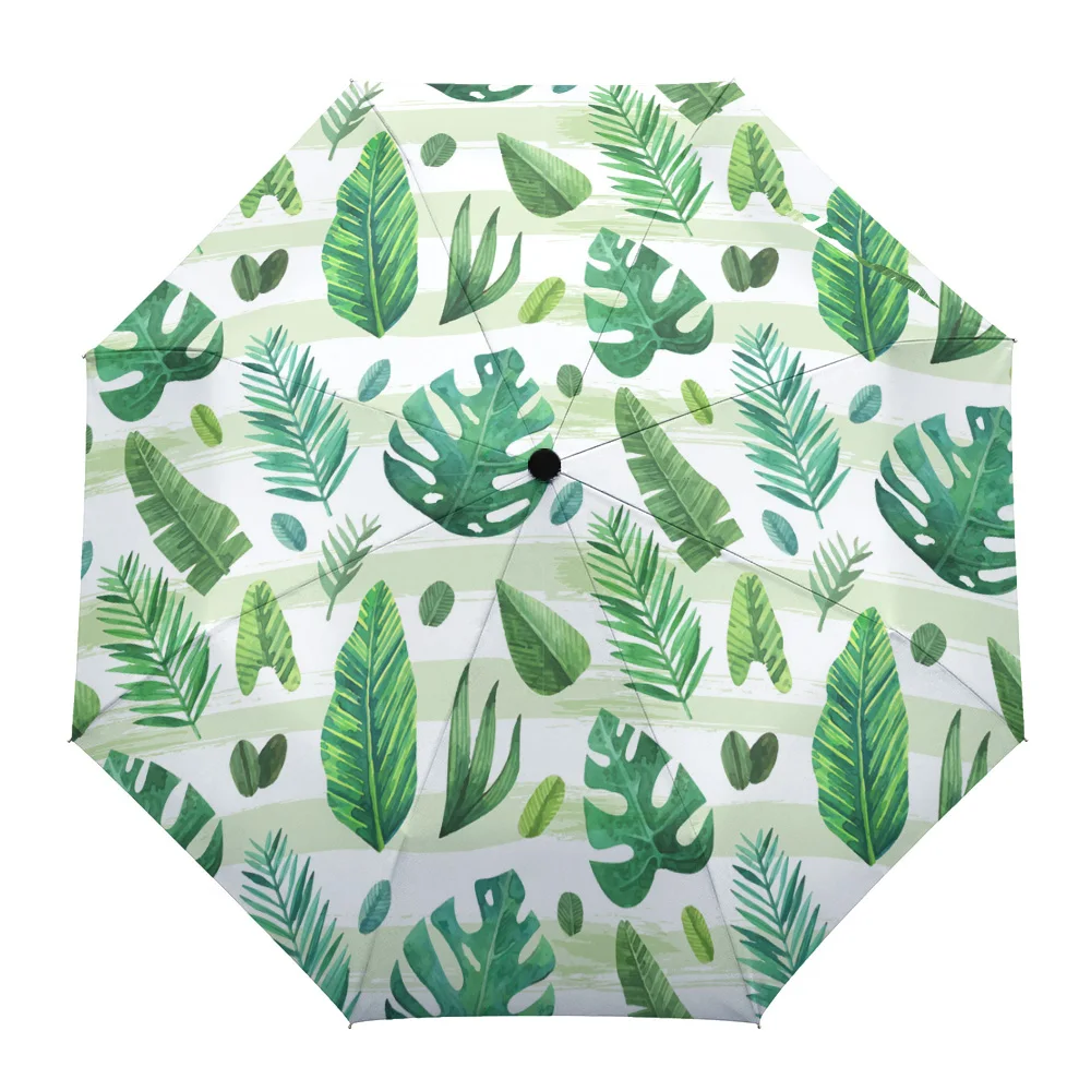 

Зонт женский тропический с принтом в виде зеленых листьев