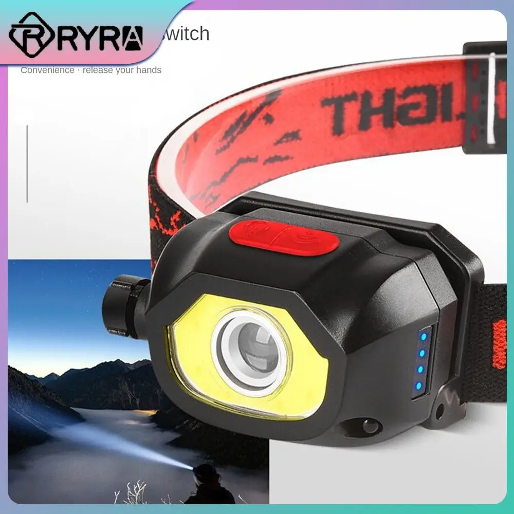 Waterproof Headlamp Rotating Zoom Head Torch High Lumens Head Flashlight With Built-in Battery Camping Equipments Headlight 1pcs