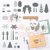 moving panda plants metal cutting dies and clear stamps for diy dies scrapbooking paper cards making decorative craft die cuts