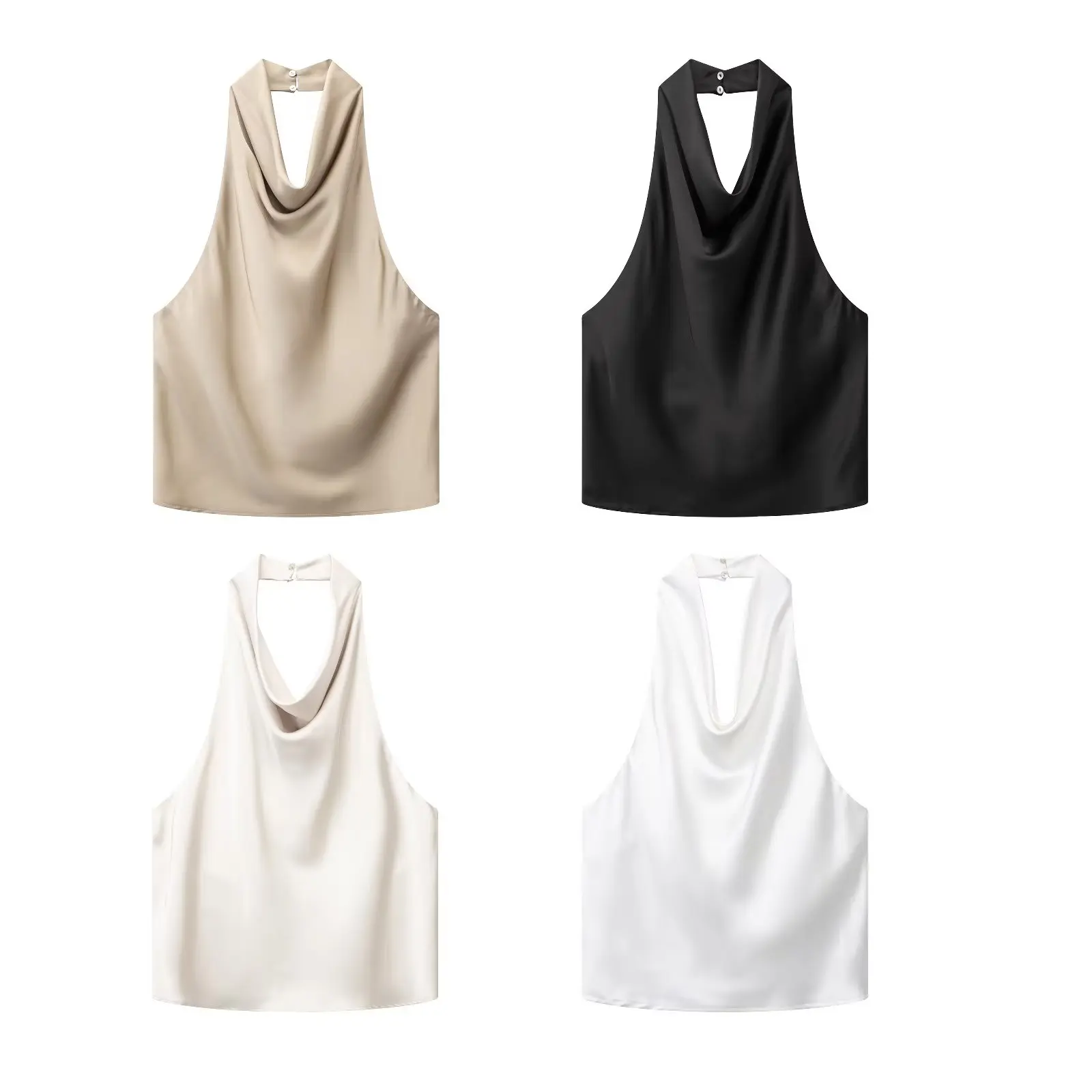 

Топ женский атласный с воротником-стойкой, 4 цвета