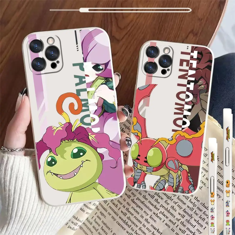 

Digimon Adventure Phone Case For Apple iPhone 14 13 12 11 Pro Max Mini X XS XR SE 7 8 Plus Liquid Silicone Left Rope Cover Funda
